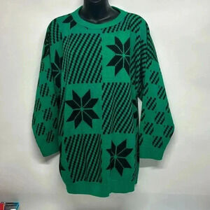 Vintage green, black sweater size large